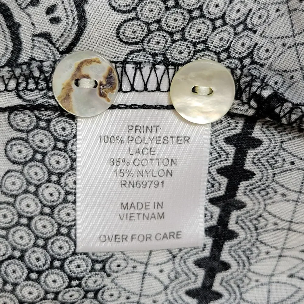 Valerie Stevens M Button Front 3/4 Raglan Sleeve Scoop Neck Lace Blouse Top - Picture 15 of 16